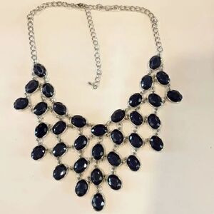 Beautiful Blue Silver Statement Necklace.